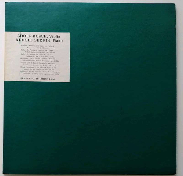 Cover Adolf Busch, Rudolf Serkin - Adolf Busch, Violin - Rudolf Serkin, Piano (LP, Mono) Schallplatten Ankauf