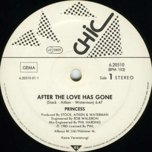 Cover Princess - After The Love Has Gone (12) Schallplatten Ankauf