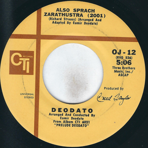 Cover Deodato* - Also Sprach Zarathustra (2001) / Spirit Of Summer (7, Single, San) Schallplatten Ankauf