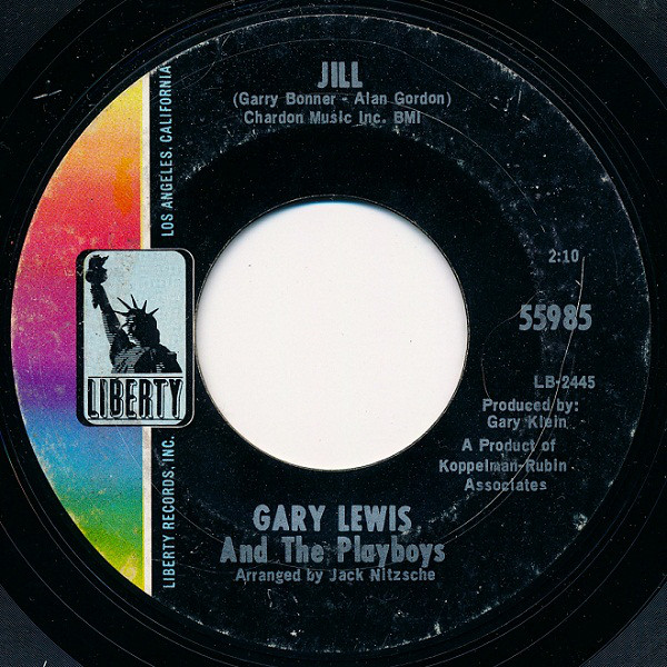 Cover Gary Lewis And The Playboys* - Jill / New In Town (7, Single) Schallplatten Ankauf