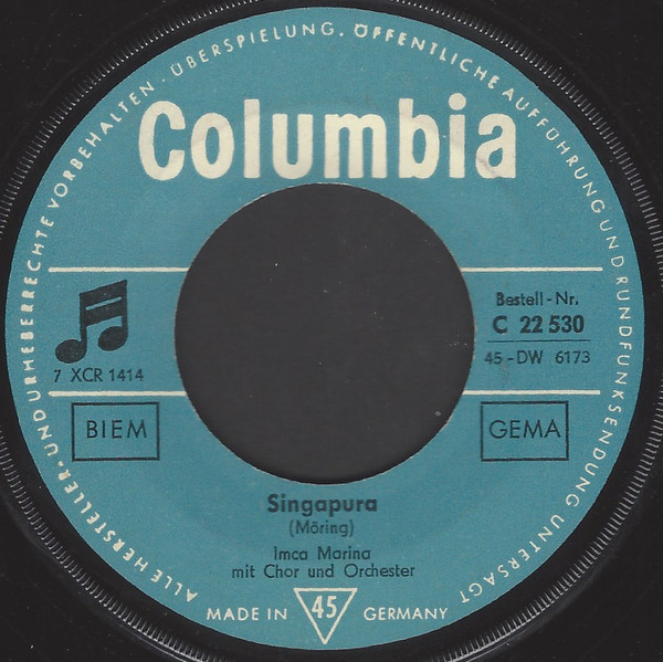 Cover Imca Marina - Singapura (7, Single) Schallplatten Ankauf
