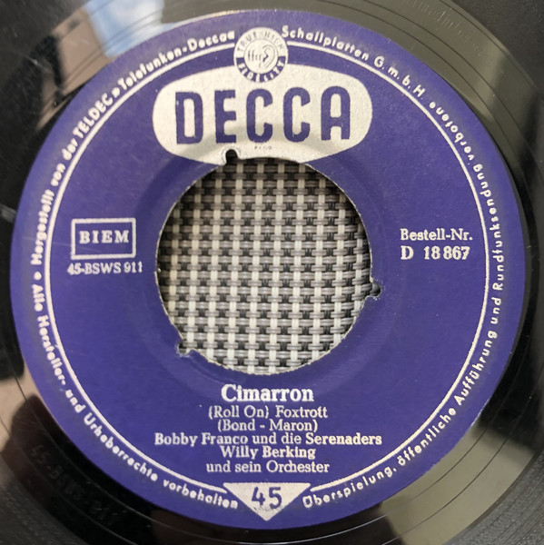 Cover Bobby Franco - Cimarron (Roll On) (7, Single) Schallplatten Ankauf