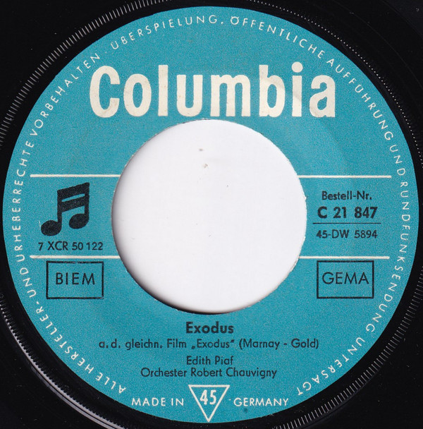 Cover Edith Piaf - Exodus (7, Single, Mono) Schallplatten Ankauf