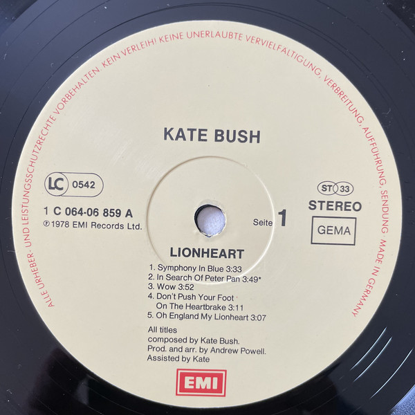 Cover Kate Bush - Lionheart (LP, Album, RE, Gat) Schallplatten Ankauf