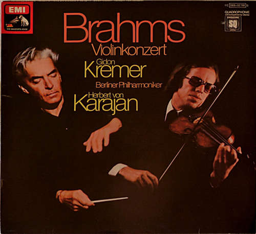 Cover Brahms*, Gidon Kremer, Berliner Philharmoniker, Herbert Von Karajan - Konzert Für Violine Und Orchester D-dur Op. 77 (LP, Quad) Schallplatten Ankauf