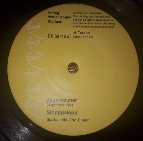 Cover Blaskapelle Otto Ebner - Jägerneuner (7, EP) Schallplatten Ankauf