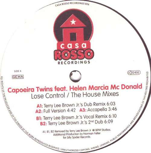 Cover Capoeira Twins Feat Helen Marcia Mc Donald* - Lose Control (The House Remixes) (12) Schallplatten Ankauf