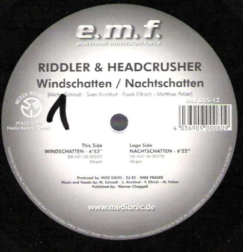 Cover Riddler & Headcrusher - Windschatten / Nachtschatten (12) Schallplatten Ankauf