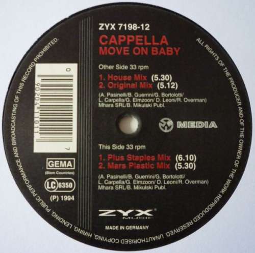 Cover Cappella - Move On Baby (12) Schallplatten Ankauf