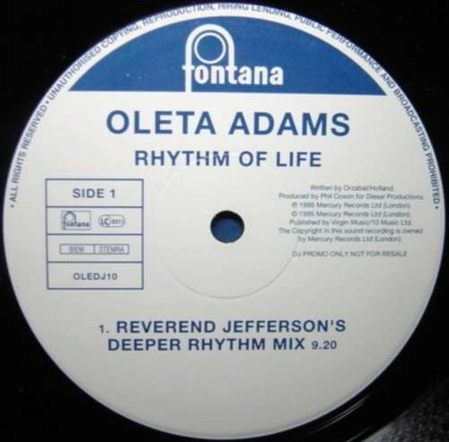 Cover Oleta Adams - Rhythm Of Life (The Remixes) (12, Promo) Schallplatten Ankauf