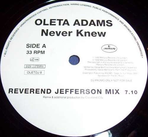 Cover Oleta Adams - Never Knew (12, Promo) Schallplatten Ankauf