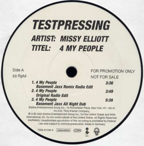 Cover Missy Elliott - 4 My People (12, Promo, TP) Schallplatten Ankauf