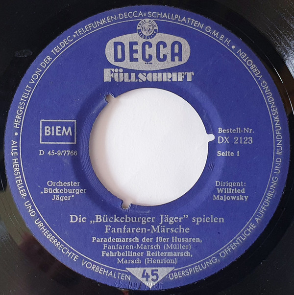 Bild Die Bückeburger Jäger - Spielen Fanfaren-Märsche (7, Single, FÜL) Schallplatten Ankauf