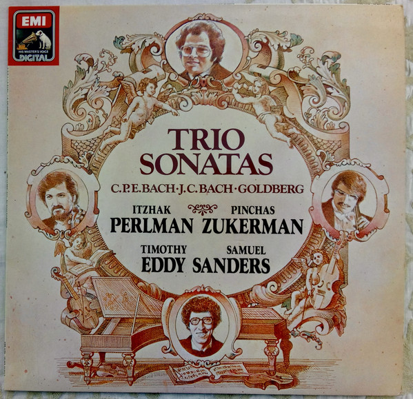 Cover C.P.E. Bach* / J.C. Bach* / Goldberg* - Itzhak Perlman • Pinchas Zukerman, Timothy Eddy • Samuel Sanders (2) - Trio Sonatas (LP, Album) Schallplatten Ankauf