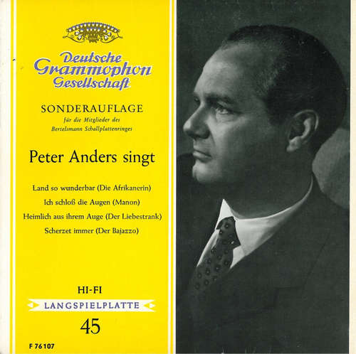 Cover Peter Anders (2) - Peter Anders Singt (7, Mono, Club) Schallplatten Ankauf