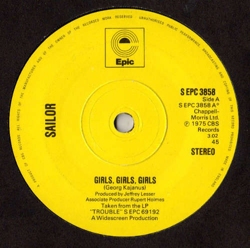 Cover Sailor - Girls, Girls, Girls (7, Single) Schallplatten Ankauf