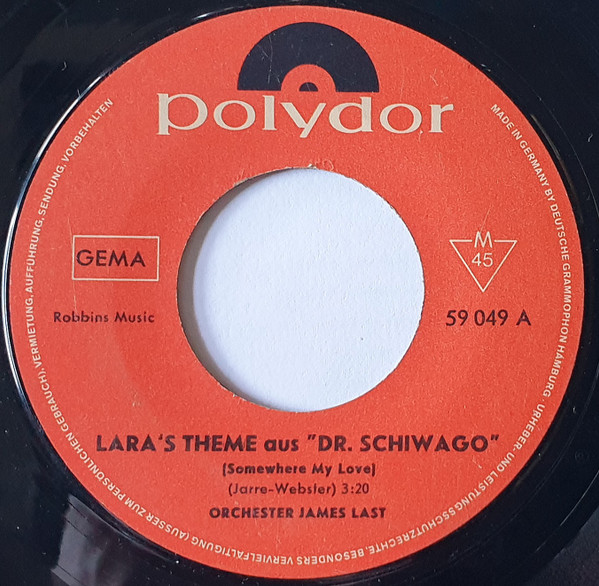 Cover Orchester James Last - Lara's Theme Aus Dr. Schiwago (Somewhere My Love) (7, Single, Mono) Schallplatten Ankauf