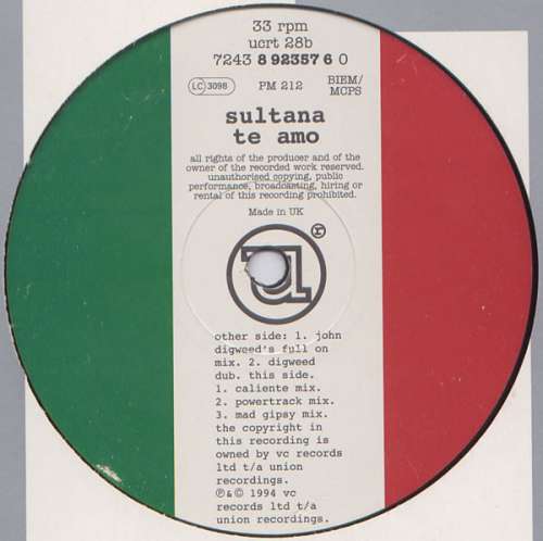 Cover Sultana - Te Amo (12) Schallplatten Ankauf