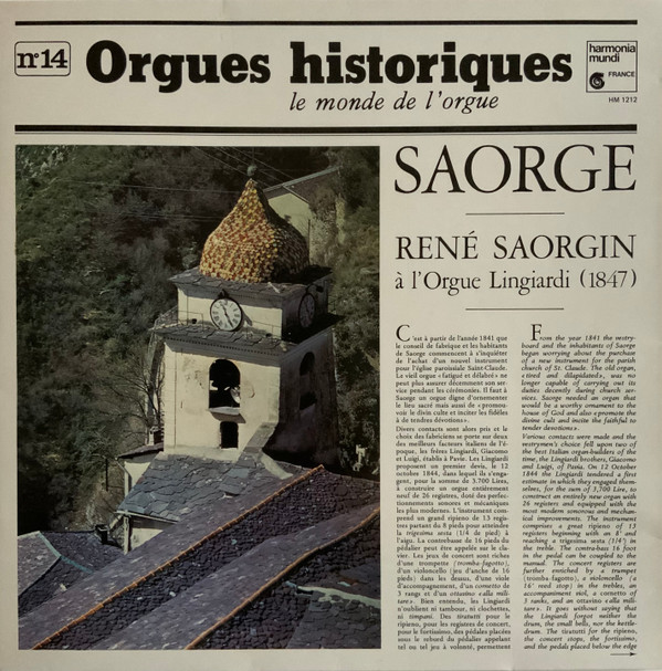 Cover René Saorgin - Saorge - René Saorgin À L’Orgue Lingiardi (1847) (LP) Schallplatten Ankauf