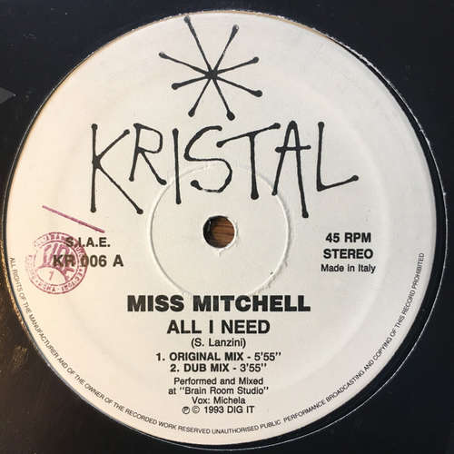 Cover Miss Mitchell - All I Need (12) Schallplatten Ankauf