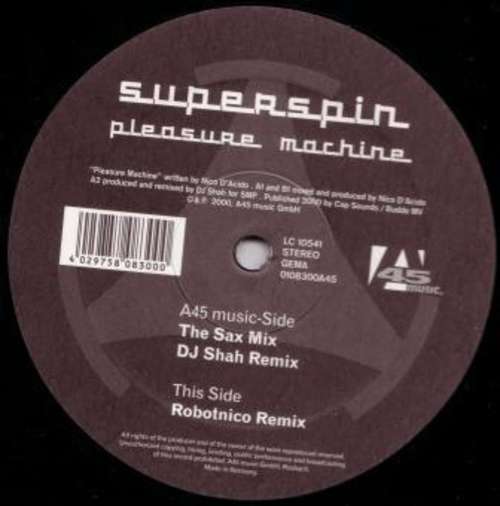 Cover Superspin - Pleasure Machine (12) Schallplatten Ankauf