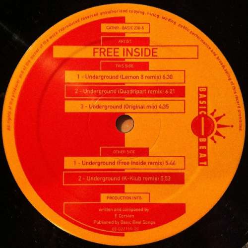 Bild Free Inside - Underground (Remixes) (12) Schallplatten Ankauf