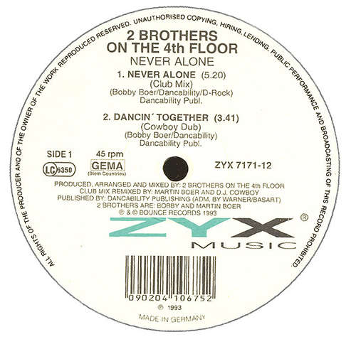 Cover 2 Brothers On The 4th Floor - Never Alone (12) Schallplatten Ankauf