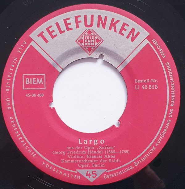 Cover Georg Friedrich Händel / Franz Schubert - Largo / Ave Maria, Op. 52 Nr. 6 (7, Single, 3-P) Schallplatten Ankauf