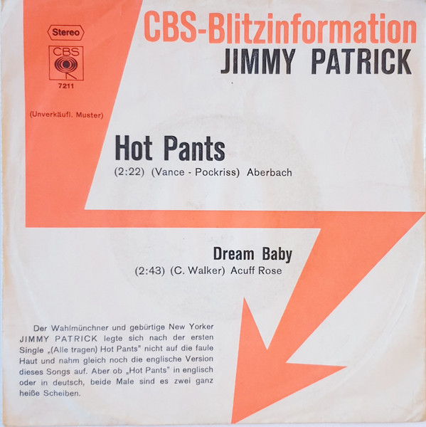 Cover Jimmy Patrick - Hot Pants (7, Single, Promo) Schallplatten Ankauf