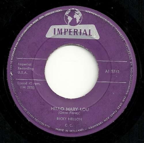 Cover Ricky Nelson (2) - Travelin' Man / Hello Mary Lou (7, Single) Schallplatten Ankauf