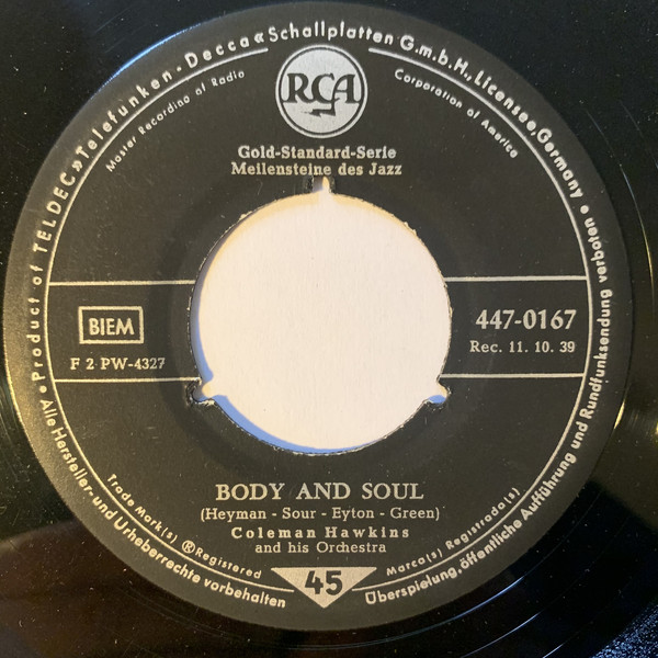 Cover Coleman Hawkins And His Orchestra - Body And Soul (7, Single) Schallplatten Ankauf