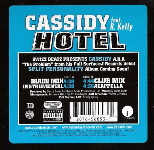 Cover Cassidy (3) Feat. R. Kelly - Hotel (12) Schallplatten Ankauf