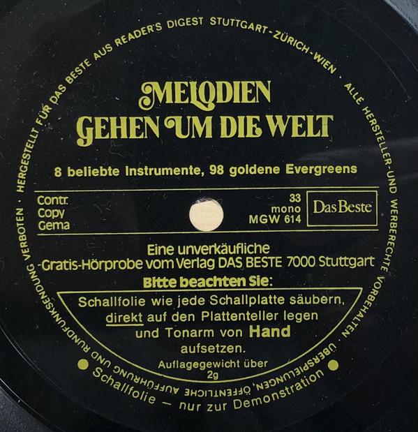 Cover Various - Melodien Gehen Um Die Welt (Flexi, 6½, S/Sided, Mono) Schallplatten Ankauf