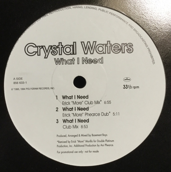 Cover Crystal Waters - What I Need (12) Schallplatten Ankauf