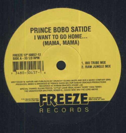 Cover Prince Bobo Satide - I Want To Go Home... (Mama, Mama) (12) Schallplatten Ankauf