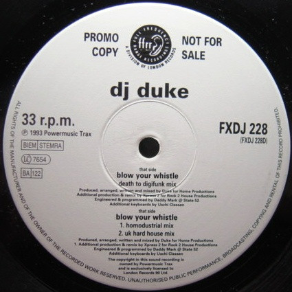 Cover DJ Duke - Blow Your Whistle (2x12, Promo) Schallplatten Ankauf