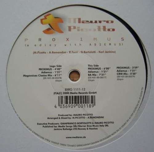Cover Mauro Picotto - Proximus (Medley With Adiemus) (12) Schallplatten Ankauf