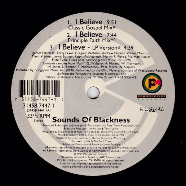 Cover Sounds Of Blackness - I Believe (12) Schallplatten Ankauf