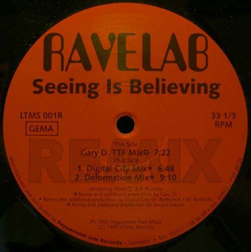 Cover Ravelab - Seeing Is Believing (Remix) (12) Schallplatten Ankauf
