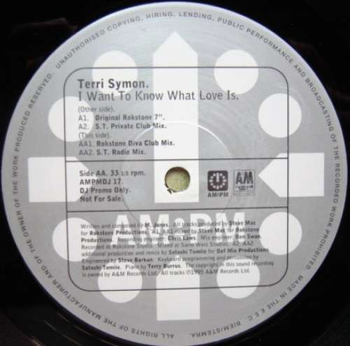 Cover Terri Symon - I Want To Know What Love Is (12, Promo) Schallplatten Ankauf