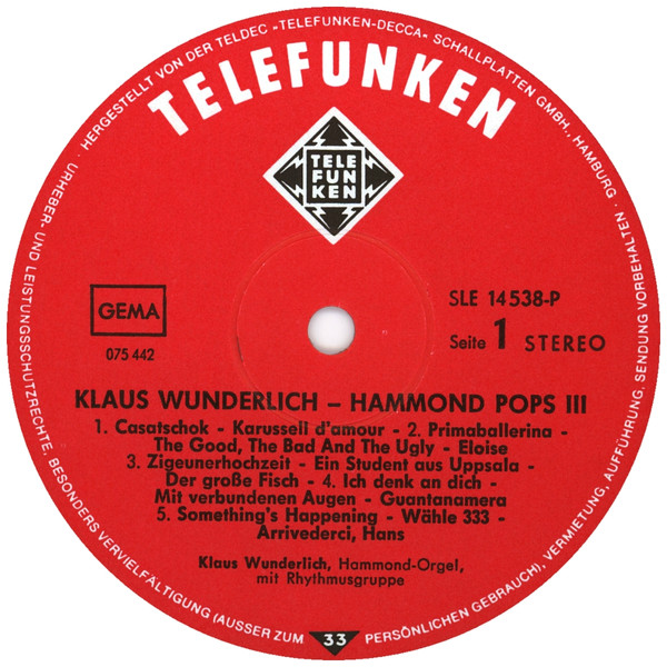 Cover Klaus Wunderlich - Hammond Pops 3 (LP) Schallplatten Ankauf
