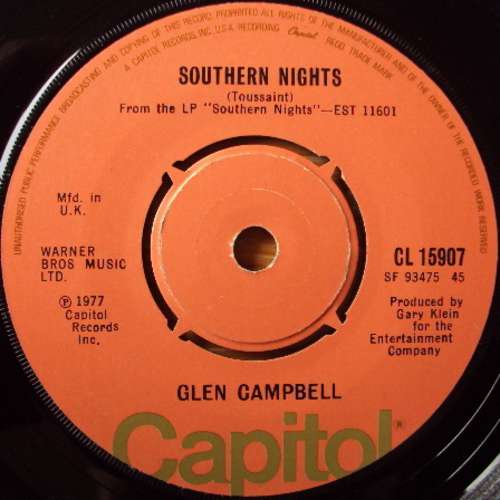 Cover Glen Campbell - Southern Nights (7, Single) Schallplatten Ankauf