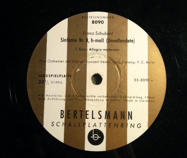 Cover Franz Schubert - Orchester Der Wiener Konzert-Vereinigung*, F. C. Adler* - Sinfonie Nr. 8, H-Moll (Unvollendete) (10) Schallplatten Ankauf
