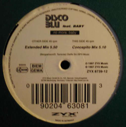 Cover Disco Blu Feat. Baby - No More Baby (12) Schallplatten Ankauf