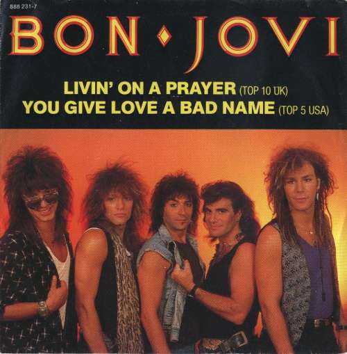 Cover Bon Jovi - Livin' On A Prayer / You Give Love A Bad Name (7, Single) Schallplatten Ankauf