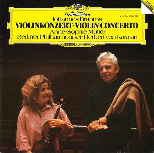 Cover Johannes Brahms, Anne-Sophie Mutter, Berliner Philharmoniker · Herbert von Karajan - Konzert Für Violine Und Orchester D-dur Op. 77 (LP) Schallplatten Ankauf
