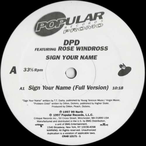 Cover DPD Featuring Rose Windross - Sign Your Name (12, Promo) Schallplatten Ankauf