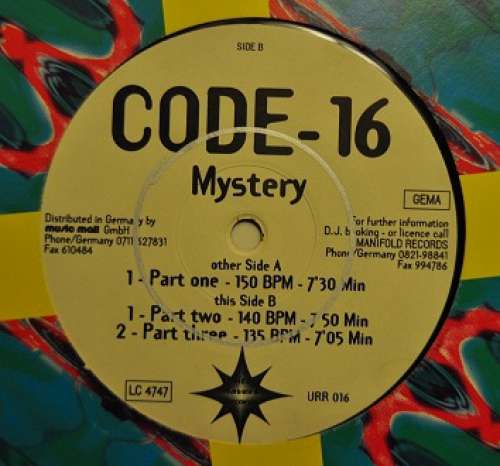 Cover Code-16 - Mystery (12) Schallplatten Ankauf
