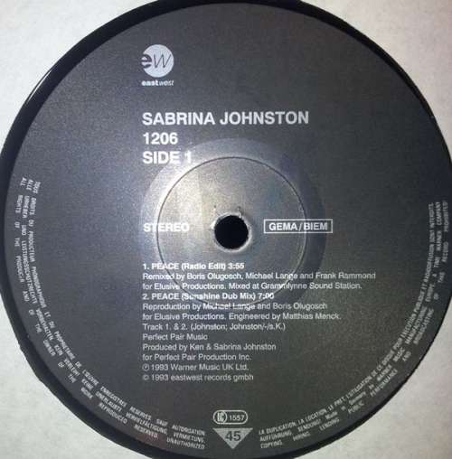 Cover Sabrina Johnston - Peace (2x12) Schallplatten Ankauf