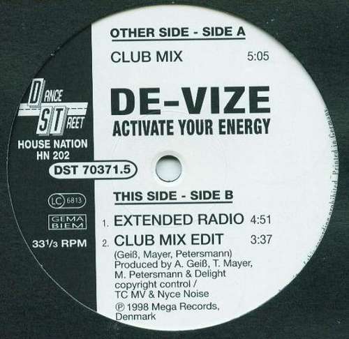 Cover De-Vize - Activate Your Energy (12) Schallplatten Ankauf